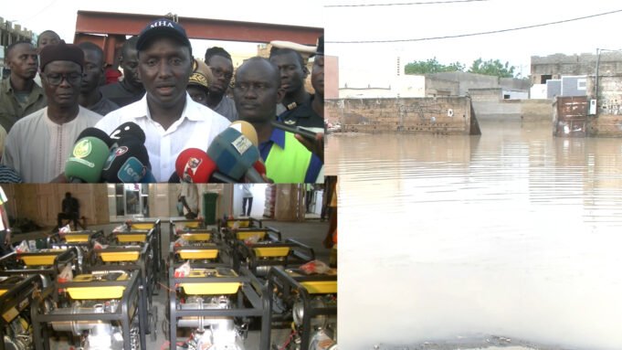 Lutte contre les inondations à touba , le ministre de l’hydraulique et de l’assainissement Dr Cheikh Tidiane Dieye a déployé dans ville sainte de Touba 15 motos pompes de 300m3 à l’heure et 4500 litres d’essences.
